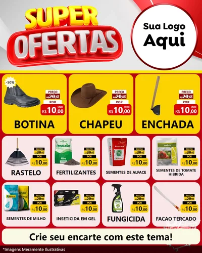 Modelo de Rede Social para Feed Instagram com o tema Super Ofertas para Agropecuária