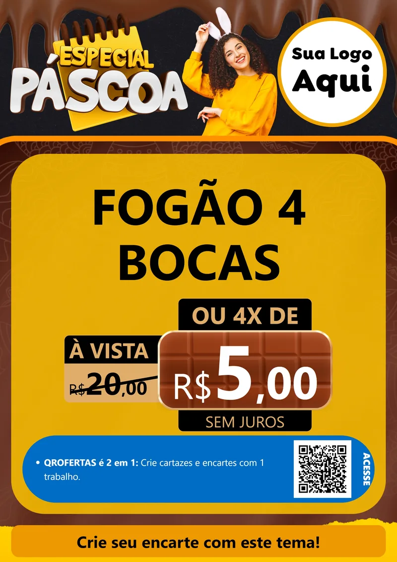 Modelo de Cartaz para Cartaz A4 Vertical com o tema Especial Páscoa para Móveis e Eletro