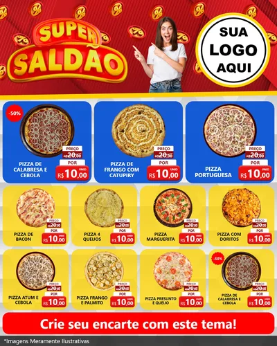 Modelo de Rede Social para Feed Instagram com o tema Super Saldão para Pizzaria