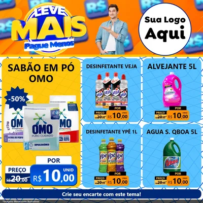 Modelo de Rede Social para Feed Facebook com o tema Leve Mais, Pague Menos para Produtos de Limpeza