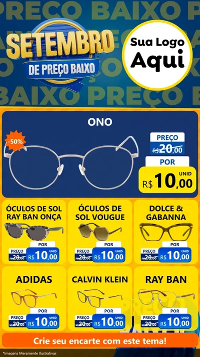 Modelo de Rede Social para Stories com o tema Setembro De Preço Baixo para Óticas
