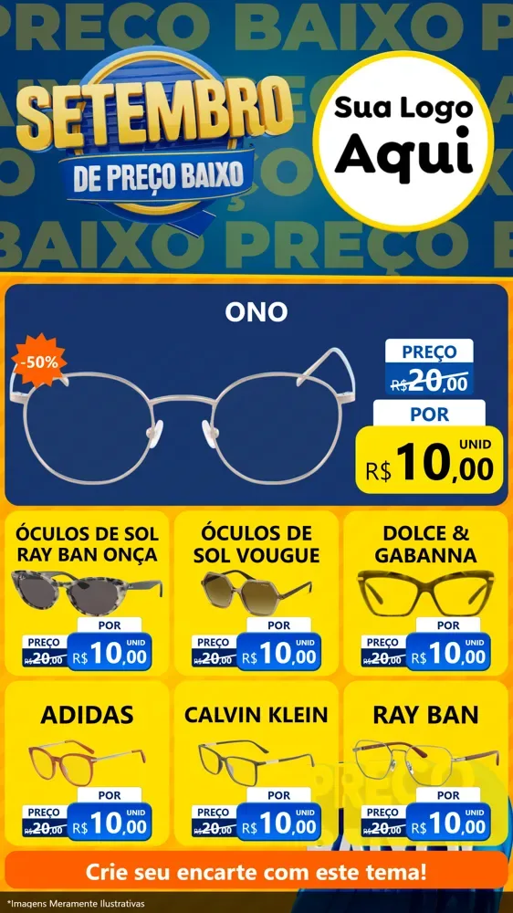 Modelo de Rede Social para Stories com o tema Setembro De Preço Baixo para Óticas