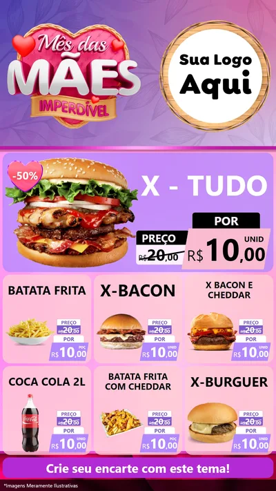 Modelo de Rede Social para Stories com o tema Mês das Mães Imperdível para Hamburgueria