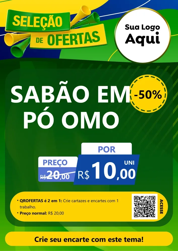 Modelo de Cartaz para Cartaz A4 Vertical com o tema Seleção de Ofertas - Copa para Produtos de Limpeza