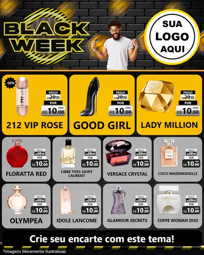 Modelo de Rede Social para Feed Instagram com o tema Black Week para Perfumes