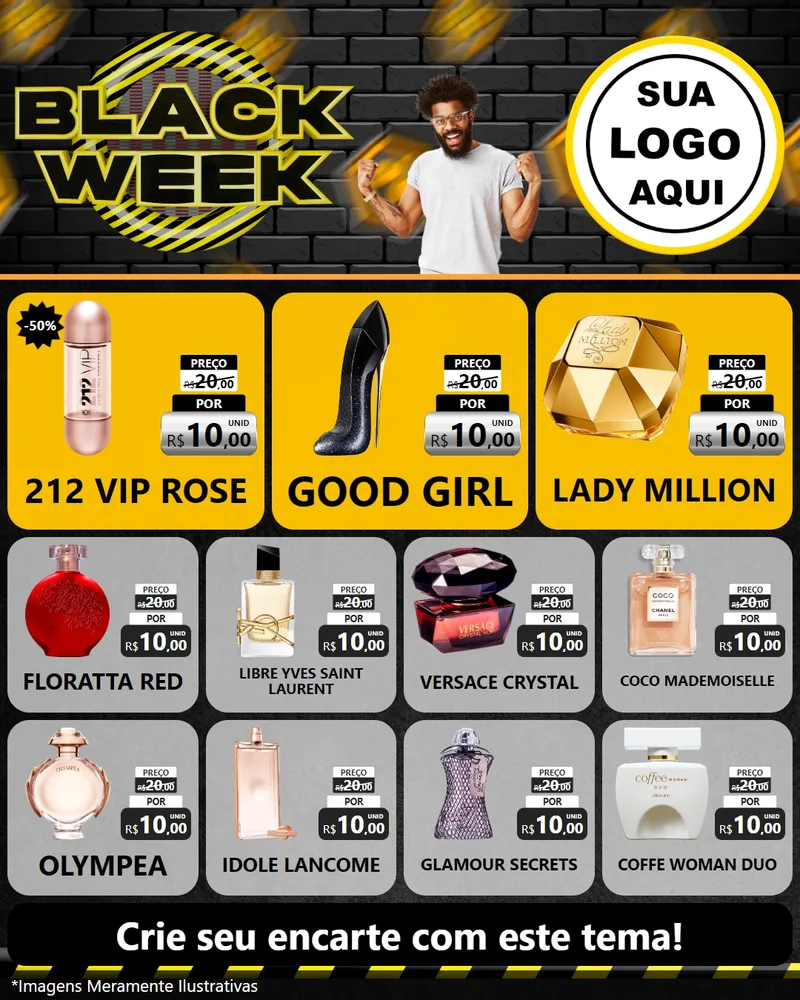 Modelo de Rede Social para Feed Instagram com o tema Black Week para Perfumes