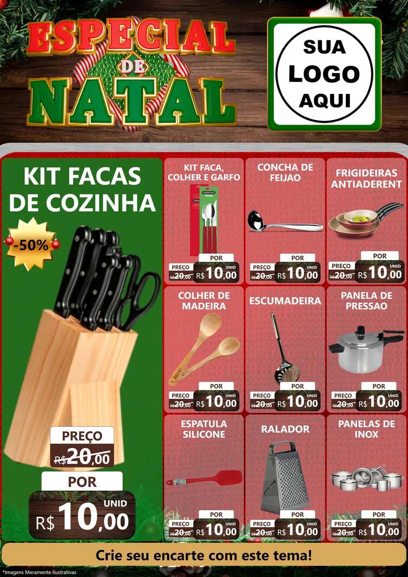 Modelo de Encarte para Encarte A4 Vertical com o tema Especial de Natal para Utilidades Domésticas
