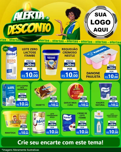 Modelo de Rede Social para Feed Instagram com o tema Alerta de Desconto para Frios e Laticínios