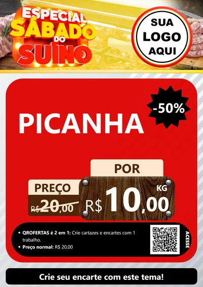 Modelo de Cartaz para Cartaz A4 Vertical com o tema Especial Sábado do Suíno para Açougue