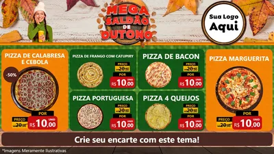 Modelo de TV para TV Horizontal com o tema Mega Saldão de Outono para Pizzaria