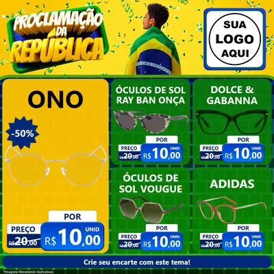 Modelo de Rede Social para Feed Facebook com o tema Proclamação da República para Óticas