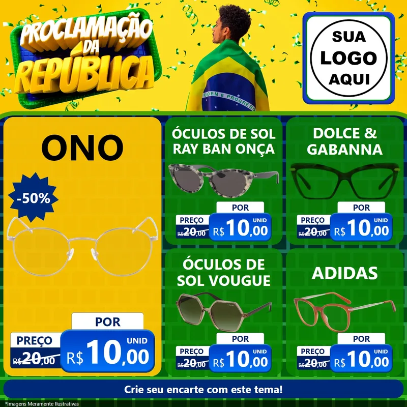 Modelo de Rede Social para Feed Facebook com o tema Proclamação da República para Óticas