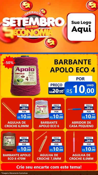 Modelo de Rede Social para Stories com o tema Operação Setembro Com Muita Economia para Armarinho e Aviamentos