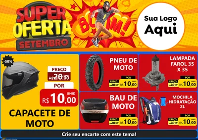 Modelo de Encarte para Encarte A4 Horizontal com o tema Super Oferta Setembro para Moto peças