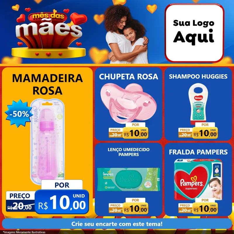 Modelo de Rede Social para Feed Facebook com o tema Mês das Mães para Bebês