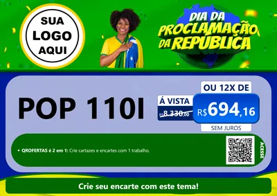 Modelo de Cartaz para Cartaz A4 Horizontal com o tema Dia Da Proclamação Da República para Concessionaria de Motos