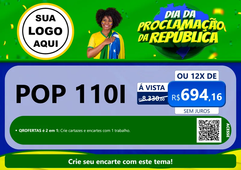 Modelo de Cartaz para Cartaz A4 Horizontal com o tema Dia Da Proclamação Da República para Concessionaria de Motos