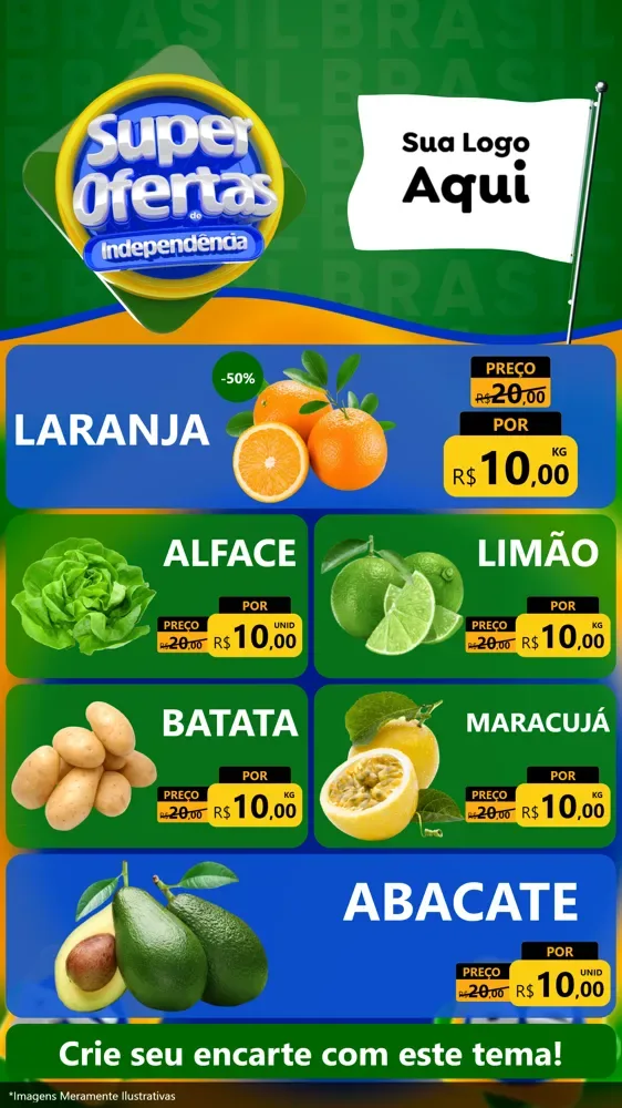 Modelo de TV para TV Vertical com o tema Super Ofertas de Independência para Hortifrúti