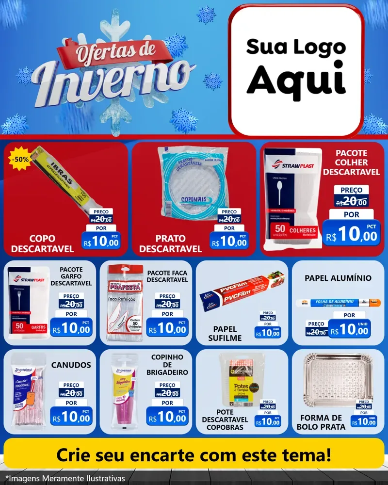 Modelo de Rede Social para Feed Instagram com o tema Ofertas de Inverno para Embalagens