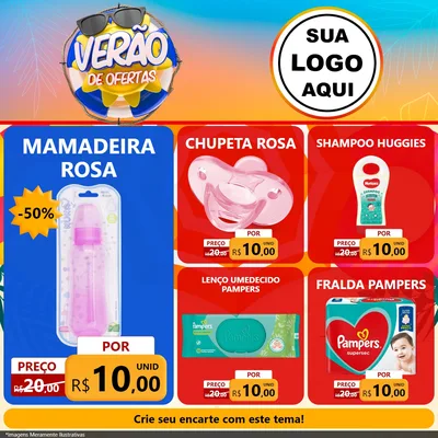 Modelo de Rede Social para Feed Facebook com o tema Verão de Ofertas para Bebês