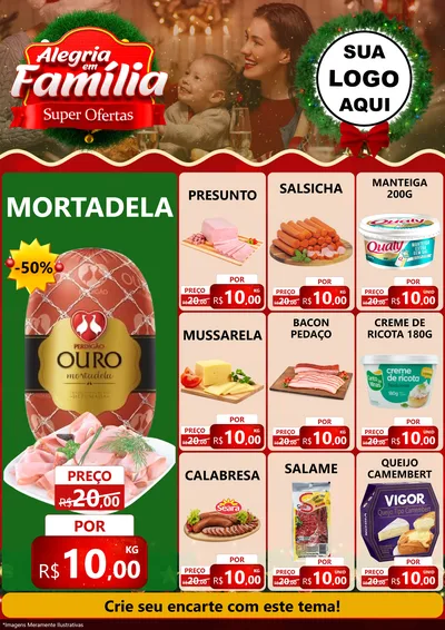 Modelo de Encarte para Encarte A4 Vertical com o tema Alegria Em Família - Super Ofertas para Frios e Laticínios
