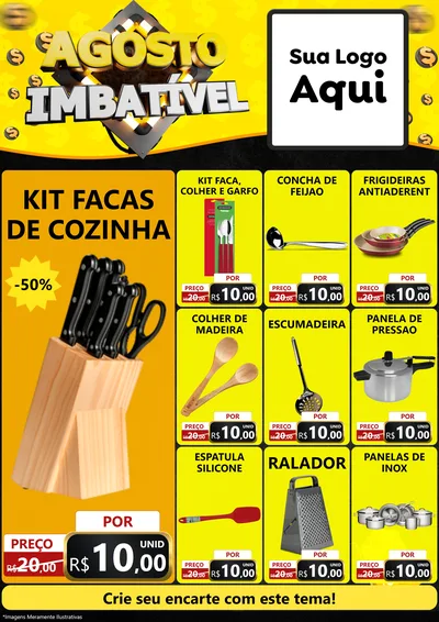 Modelo de Encarte para Encarte A4 Vertical com o tema Agosto Imbatível para Utilidades Domésticas