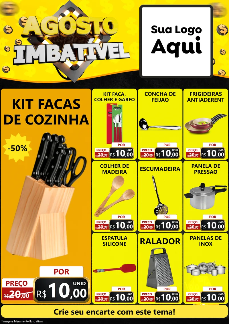 Modelo de Encarte para Encarte A4 Vertical com o tema Agosto Imbatível para Utilidades Domésticas