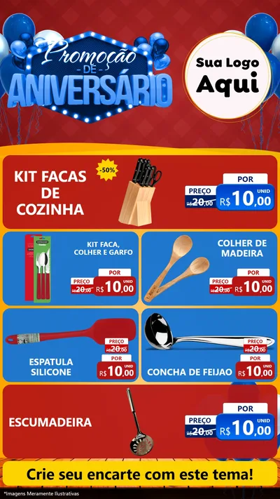 Modelo de TV para TV Vertical com o tema Promoção de Aniversário para Utilidades Domésticas