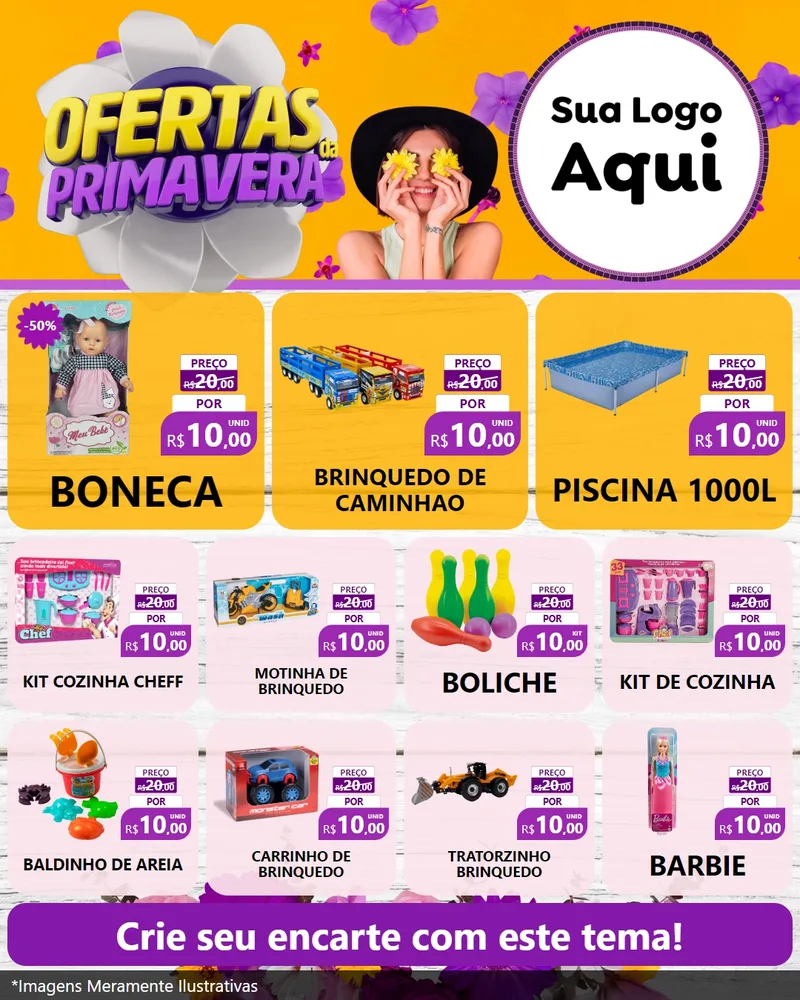 Modelo de Rede Social para Feed Instagram com o tema Ofertas Da Primavera para Brinquedos