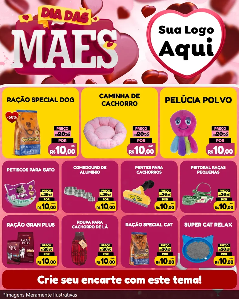 Modelo de Rede Social para Feed Instagram com o tema Dia Das Mães para Pet Shop