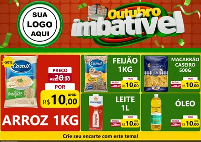 Modelo de Encarte para Encarte A4 Horizontal com o tema Outubro Imbatível para Supermercado