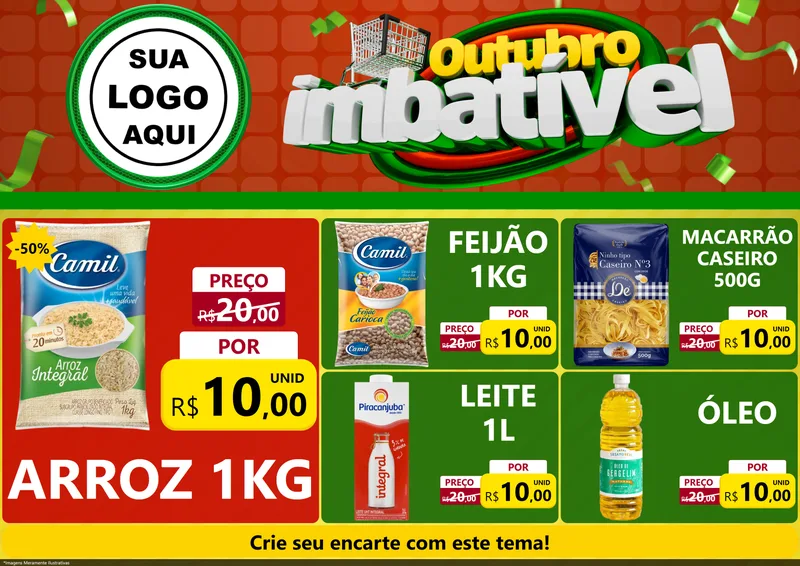 Modelo de Encarte para Encarte A4 Horizontal com o tema Outubro Imbatível para Supermercado