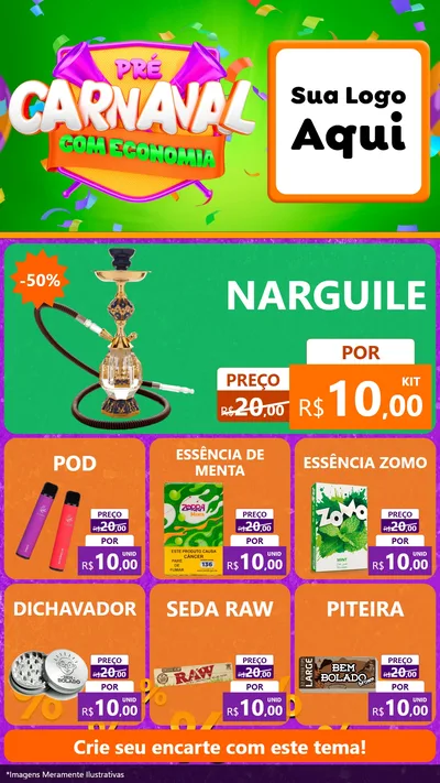 Modelo de Rede Social para Stories com o tema Pré-Carnaval Com Economia para Tabacaria
