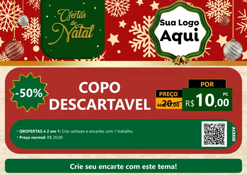 Modelo de Cartaz para Cartaz A4 Horizontal com o tema Natal de Ofertas para Embalagens