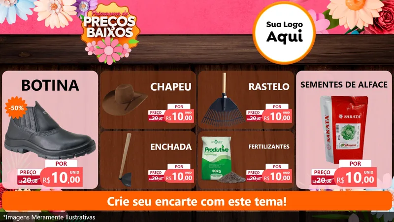 Modelo de TV para TV Horizontal com o tema Primavera de Preços Baixos para Agropecuária