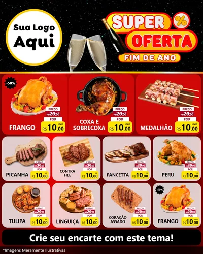 Modelo de Rede Social para Feed Instagram com o tema Super Oferta Fim de Ano para Assados