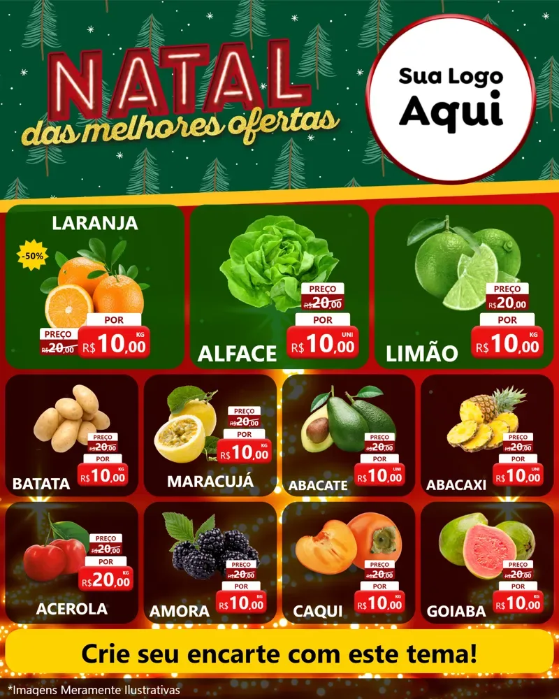 Modelo de Rede Social para Feed Instagram com o tema Natal das Melhores Ofertas para Hortifrúti