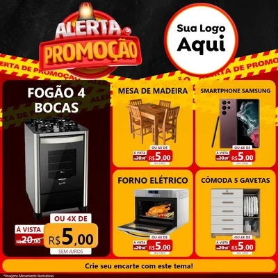 Modelo de Rede Social para Feed Facebook com o tema Alerta de Promoção para Móveis e Eletro