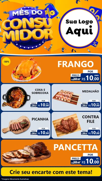 Modelo de TV para TV Vertical com o tema Mês do Consumidor para Assados