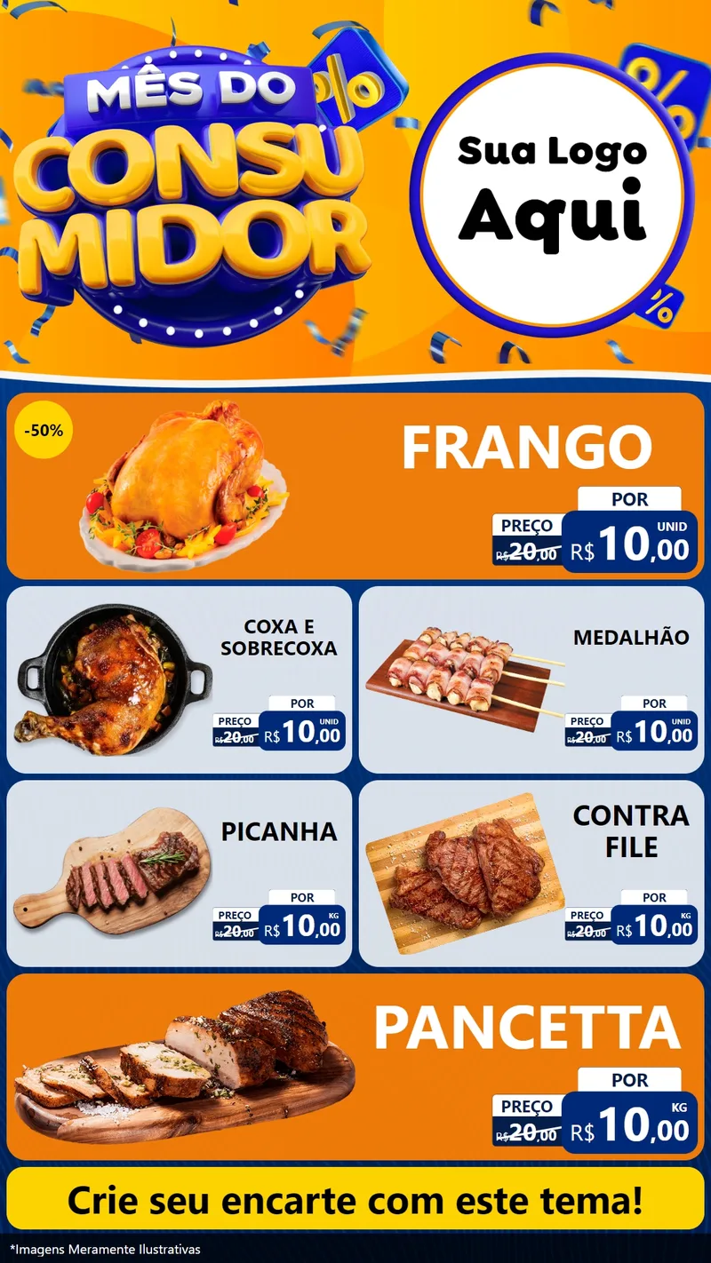 Modelo de TV para TV Vertical com o tema Mês do Consumidor para Assados