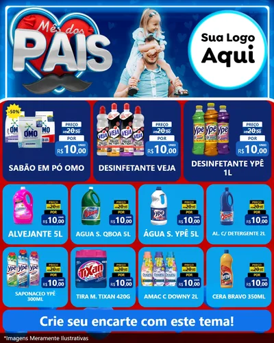 Modelo de Rede Social para Feed Instagram com o tema Mês Dos Pais para Produtos de Limpeza
