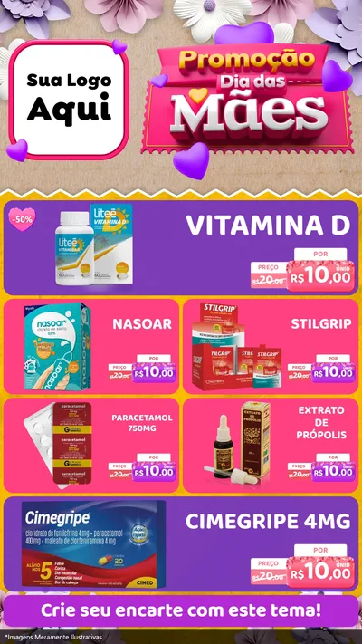 Modelo de TV para TV Vertical com o tema Promoção Dia das Mães para Farmácia