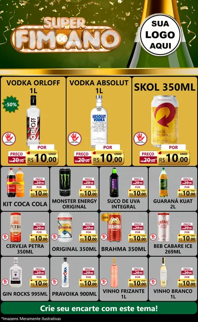 Modelo de Encarte para Encarte Grande com o tema Super Fim de Ano para Distribuidora de bebidas