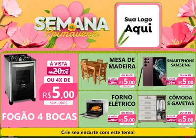 Modelo de Encarte para Encarte A4 Horizontal com o tema Semana da Primavera para Móveis e Eletro