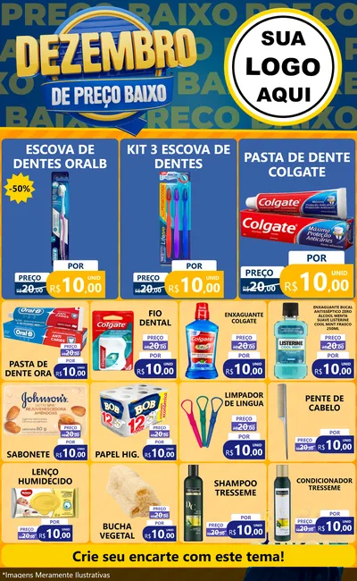 Modelo de Encarte para Encarte Grande com o tema Dezembro de Preço Baixo para Higiene Pessoal