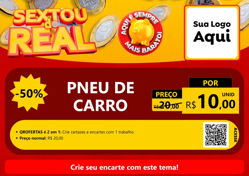 Modelo de Cartaz para Cartaz A4 Horizontal com o tema Sextou do Real para Auto peças
