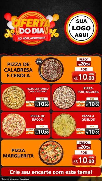 Modelo de TV para TV Vertical com o tema Oferta do Dia - Só hoje, Aproveite! para Pizzaria