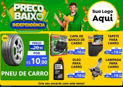 Modelo de Encarte para Encarte A4 Horizontal com o tema Preço Baixo de Independência para Auto peças