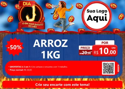 Modelo de Cartaz para Cartaz A4 Horizontal com o tema Dia J - O Dia Mais Barato Do Mês para Supermercado