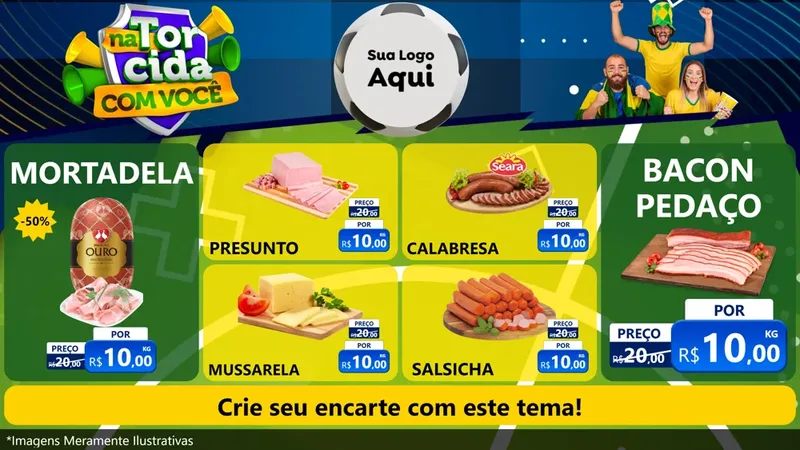 Modelo de TV para TV Horizontal com o tema Na Torcida Com Você - Copa para Frios e Laticínios